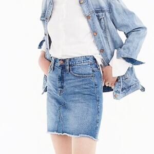 J. Crew Denim Mini Skirt Distressed Medium Wash Size 28 Petite